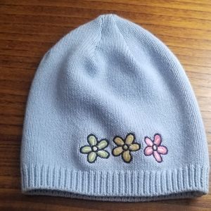 Life is Good blue beanie with flowers